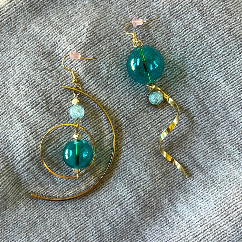 Anthropologie gold and bead earrings.